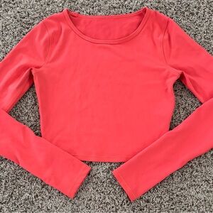 Lululemon Athletica Swiftly Tech Cropped Long Sleeve Top Shirt Coral Size XS 0